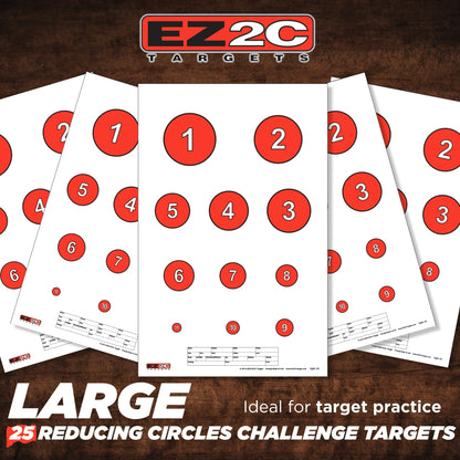 EZ2C Targets #20/RD7: Reducing Circles Paper Shooting Targets 11"x17" USA Made
