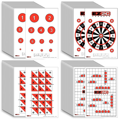 EZ2C Four Fun Game Styles: Paper Targets Shooting Range 11"x17" USA MADE