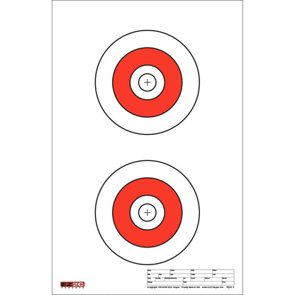 EZ2C Targets #2: Double Bullseye Paper Shooting Range Targets USA MADE 11”x17”