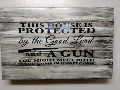 This House is Protected Hidden Gun Storage Sign