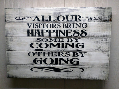 LARGE “VISITORS BRING HAPPINESS” GUN CONCEALMENT WALL ART