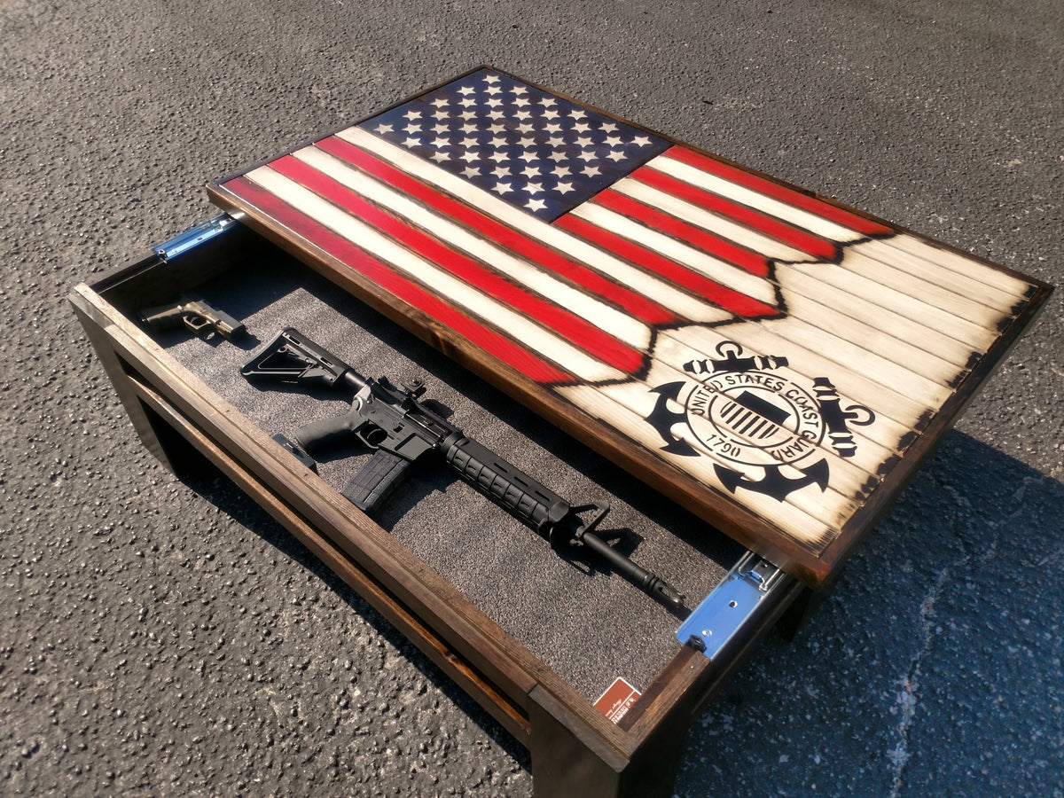 Rustic American Flag Gun Storage Coffee Table