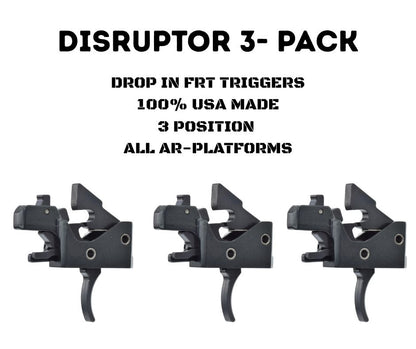 Partisan Disruptor FRT 3-Pack (Black) — AR-15 Drop-In Forced Reset Trigger (USA Made)
