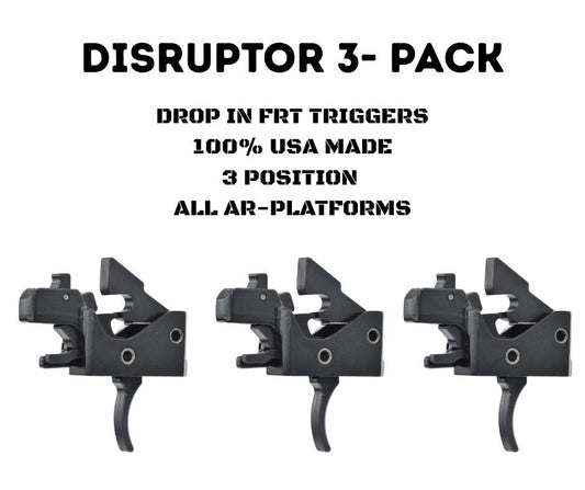 Partisan Disruptor FRT 3-Pack (Black) — AR-15 Drop-In Forced Reset Trigger (USA Made)